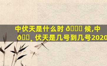 中伏天是什么时 🐘 候,中 🕸 伏天是几号到几号2020